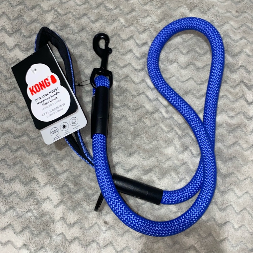 🐶Kong 4ft Blue Rope Neoprene Handle Dog Leash Collar Harness Pet Pets Ultra NWT